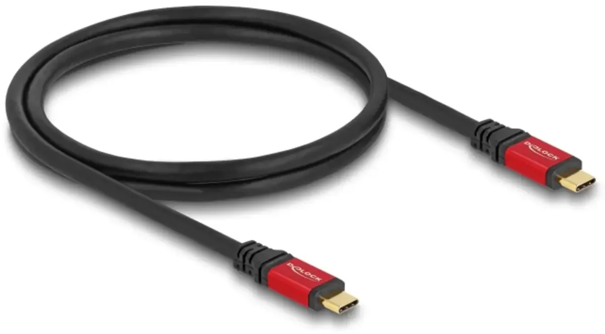 USB-C® Kabel USB 3.2 Gen1 USB-C® Stecker, USB-C® Stecker 1.00 m Schwarz, Rot Metall 80090 von Delock – Produktfoto