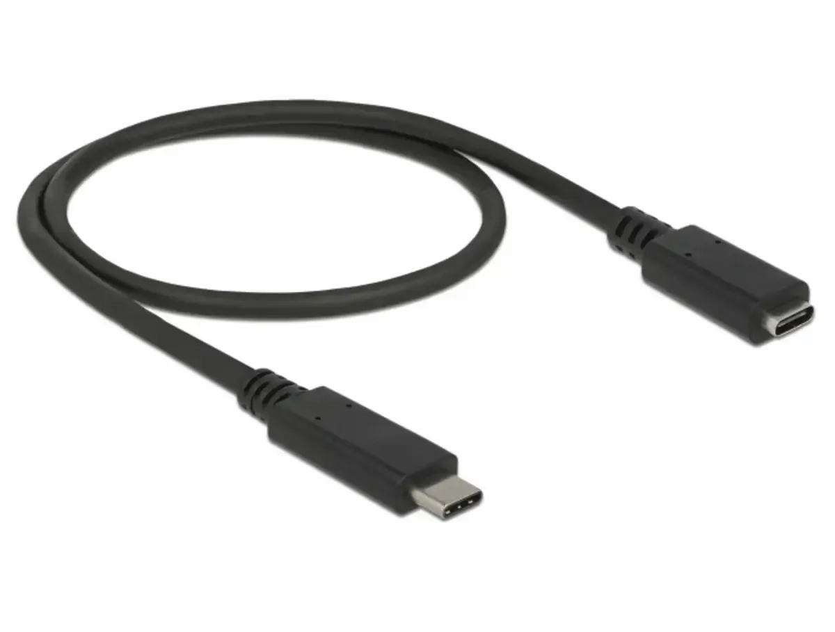USB-C kabel USB 3.2 Gen1 USB-C® stik, USB-C® bøsning 0.50 m med forlængerkabel 85532 von Delock in Schwarz – Produktfoto