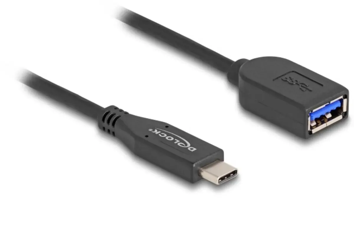 USB-C® Kabel USB 3.2 Gen2 USB-C® Stecker, USB-A Buchse 0.25 m Schwarz Rund 60567 von Delock – Produktfoto