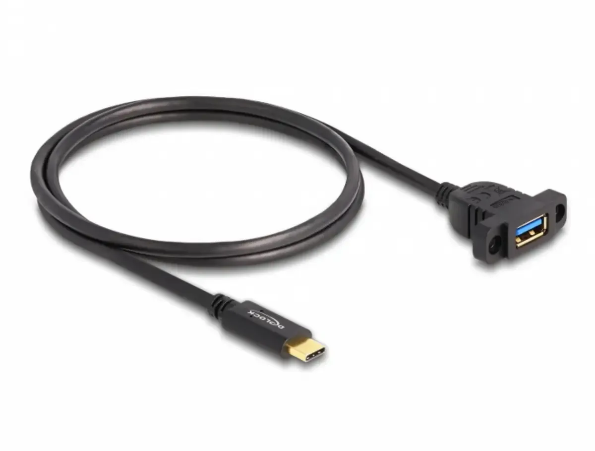 USB-C® Kabel USB 3.2 Gen2 USB-C® Stecker, USB-A Buchse 1.00 m Schwarz montierbar 87826 von Delock – Produktfoto