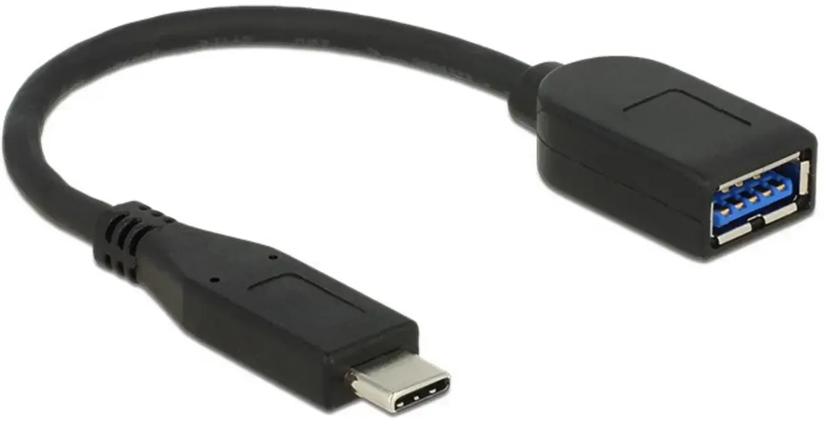 USB-C-kabel USB-C-stekker, USB-A-bus 0.10 m zwart 65684 van Delock – productfoto