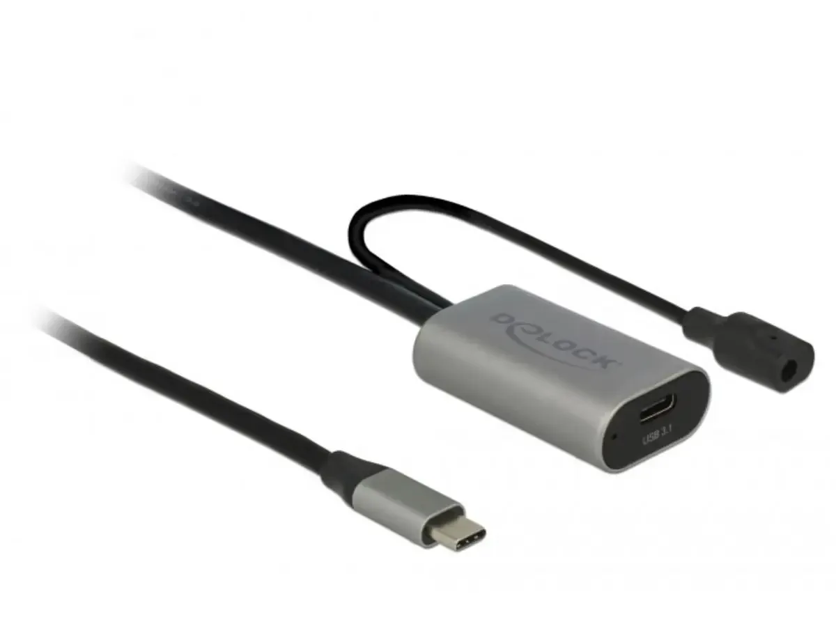 USB-C® Kabel USB-C® Stecker, USB-C® Buchse 5.00 m Schwarz, Grau 85392 fra Delock – produktbillede