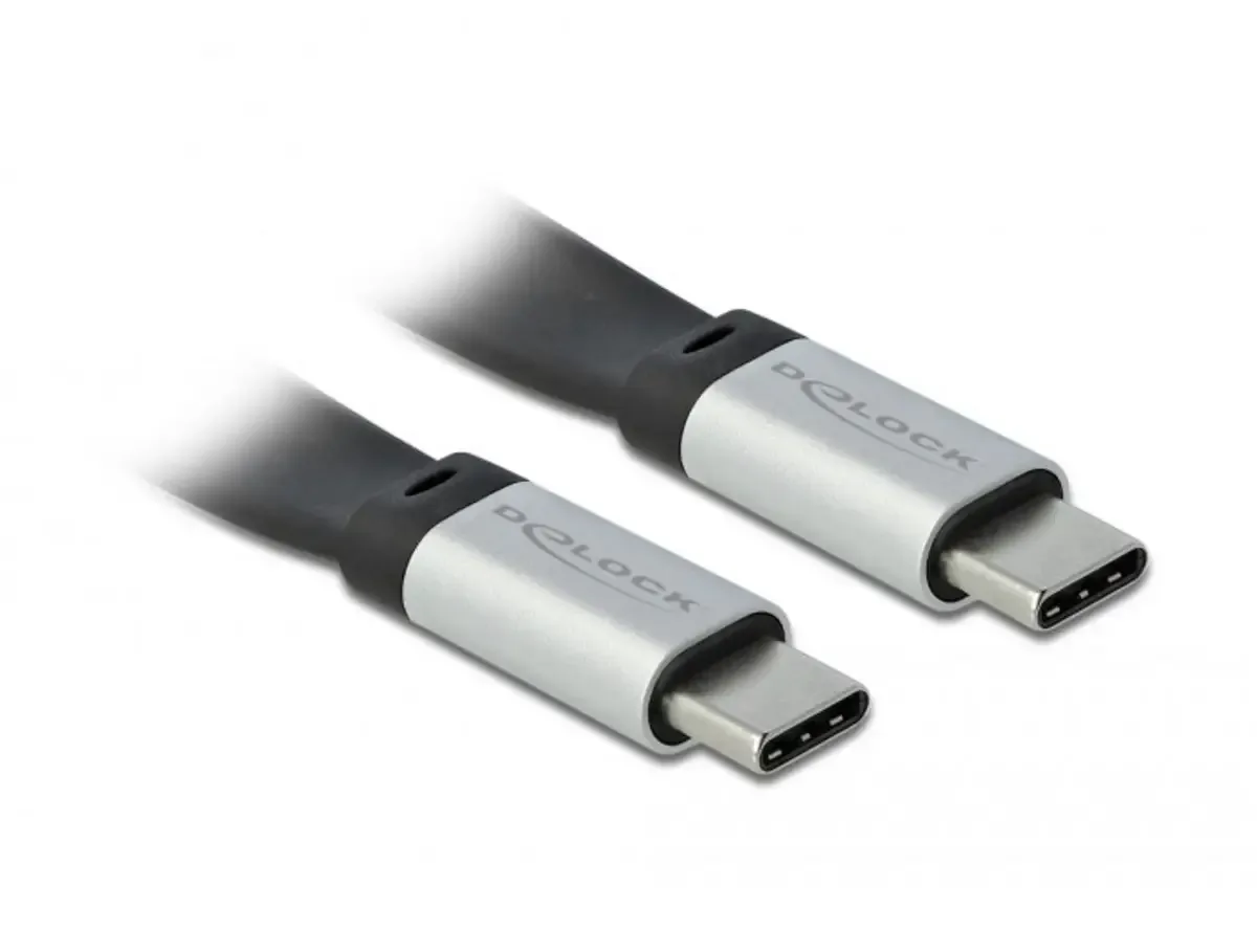 USB-C® Kabel USB-C® Stecker, USB-C® Stecker 0.22 m Schwarz, Silber 85926 fra Delock – produktbillede