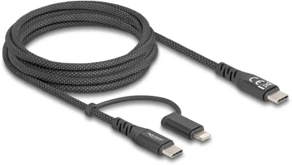 USB-C® Kabel USB-C® Stecker, USB-C® Stecker, Apple Lightning Stecker 2.00 m Schwarz 81171 de Delock – photo produit