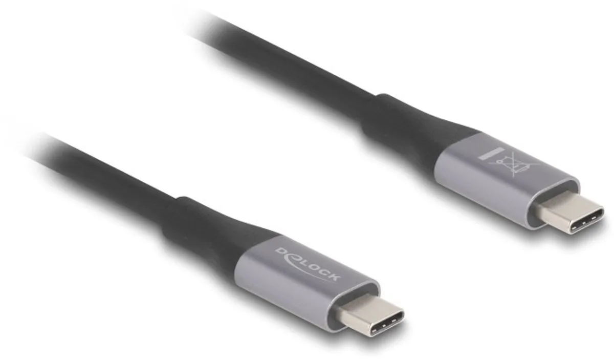USB-C kabel | USB4 40 Gbps | PD 240W | 8K 60Hz | 1 meter fra Delock i Sort – produktbillede