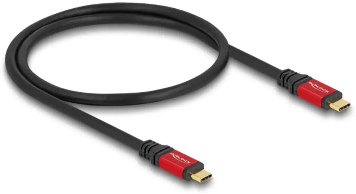 USB-C® Kabel USB4® USB-C® Stecker, USB-C® Stecker 0.50 m Schwarz, Rot 80651 fra Delock – produktbillede