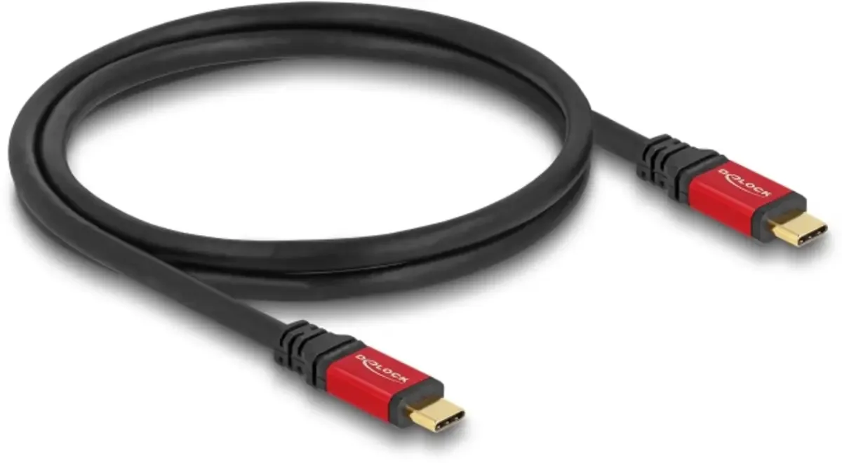 USB-C® Kabel USB4® USB-C® Stecker, USB-C® Stecker 0.80 m Schwarz, Rot 80652 fra Delock – produktbillede