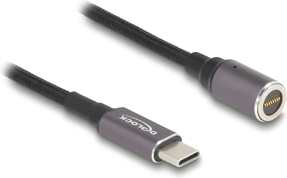 USB-C (m) naar magnetische connector laadkabel | 1,8 meter fra Delock i Sort – produktbillede