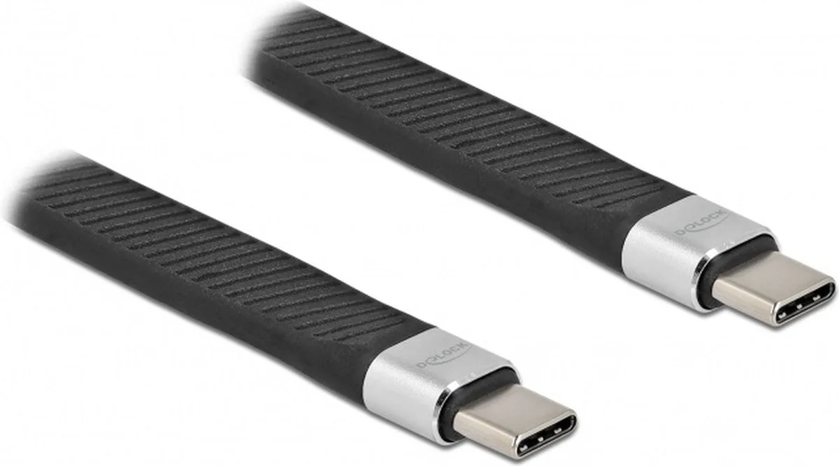USB-C® Kabel USB 3.2 Gen2 USB-C® Stecker, USB-C® Stecker 0.13 m Schwarz flach 86939 von Delock in Schwarz – Produktfoto