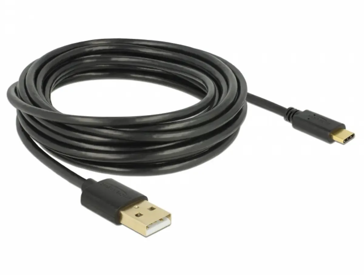 USB-kabel USB 2.0 USB-A kontakt, USB-C®-kontakt 4.00 m Svart 83669 från Delock i Svart – produktbild