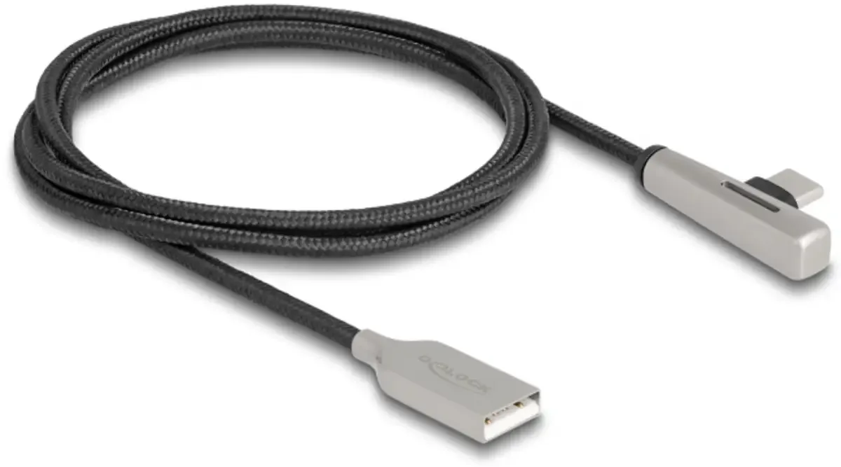 USB-Kabel USB 2.0 USB-A Stecker, USB-C® Stecker 1.00 m Schwarz, Silber 80766 fra Delock – produktbillede