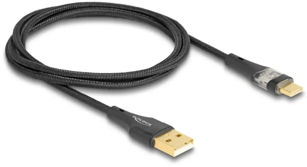 USB-Kabel USB 2.0 USB-A Stecker, USB-C® Stecker 1.00 m Schwarz 80760 fra Delock – produktbillede