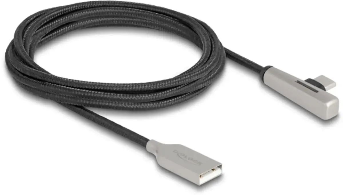 USB-Kabel USB 2.0 USB-A Stecker, USB-C® Stecker 2.00 m Schwarz, Silber 80767 från Delock – produktbild