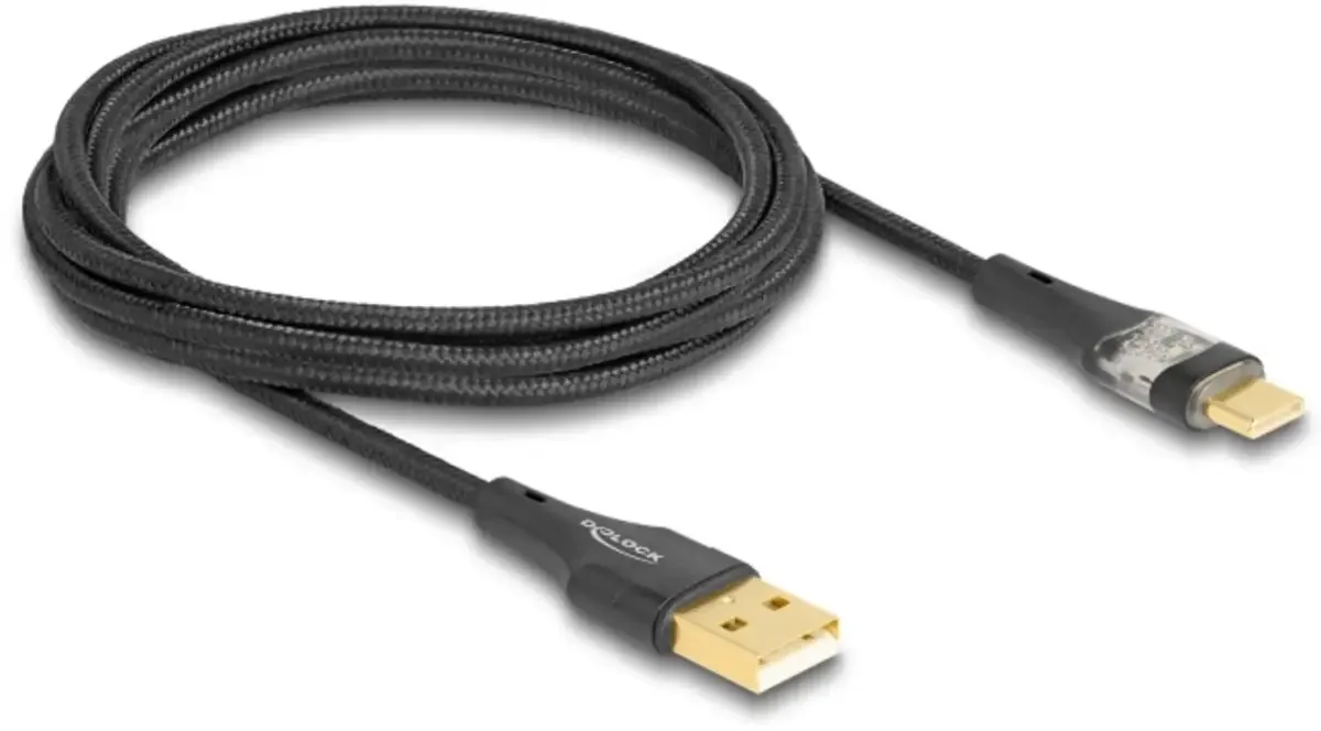 USB-Kabel USB 2.0 USB-A Stecker, USB-C® Stecker 2.00 m Schwarz 80761 fra Delock – produktbillede