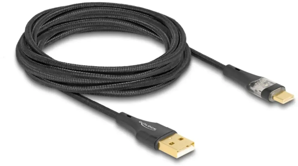 USB-Kabel USB 2.0 USB-A Stecker, USB-C® Stecker 3.00 m Schwarz 80762 fra Delock – produktbillede