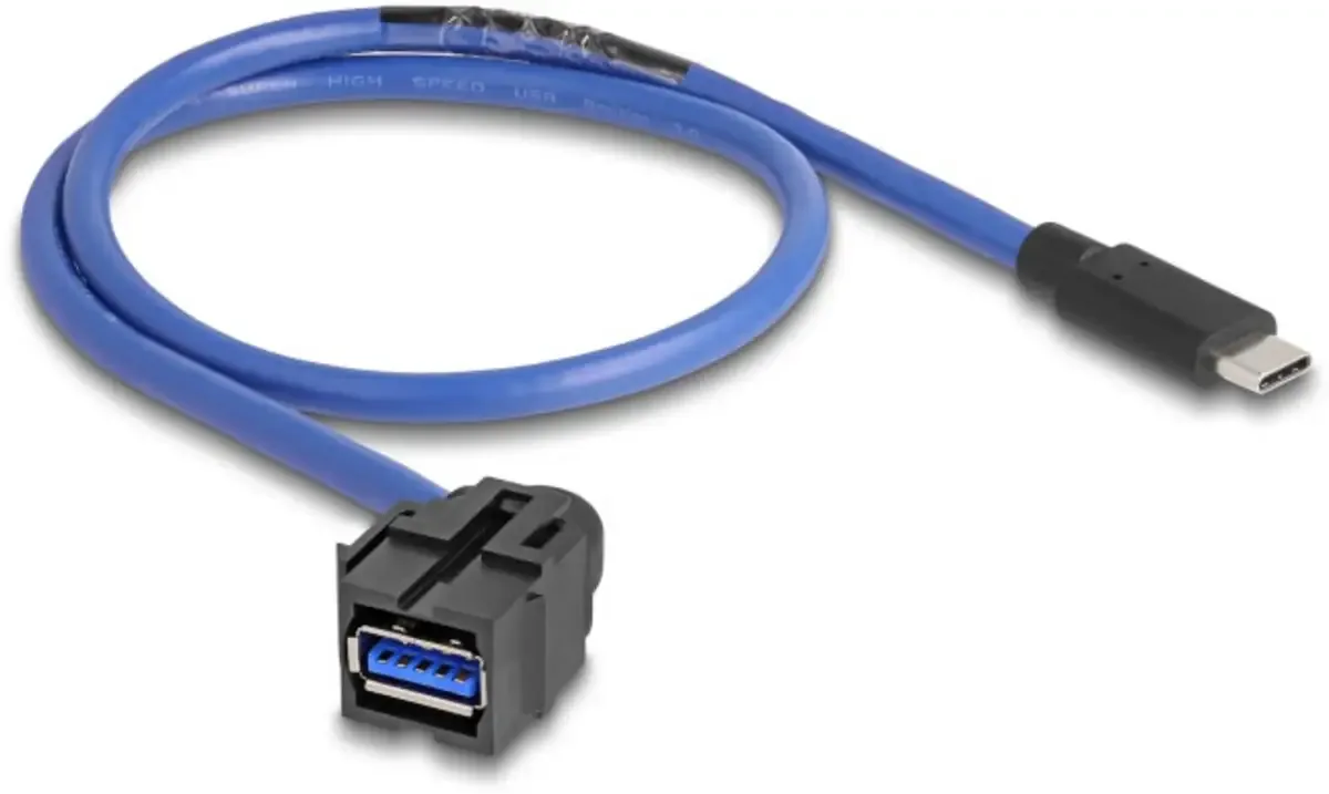 USB-Kabel USB 3.0 USB-A Stecker, USB-C® Stecker 0.50 m Schwarz, Blau Rund 88156 från Delock – produktbild