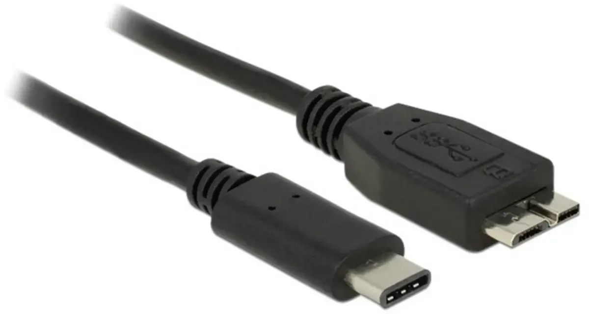 USB3.1 Kabel C -> micro B St/Bu 0.50m schwarz von Delock in Schwarz – Produktfoto