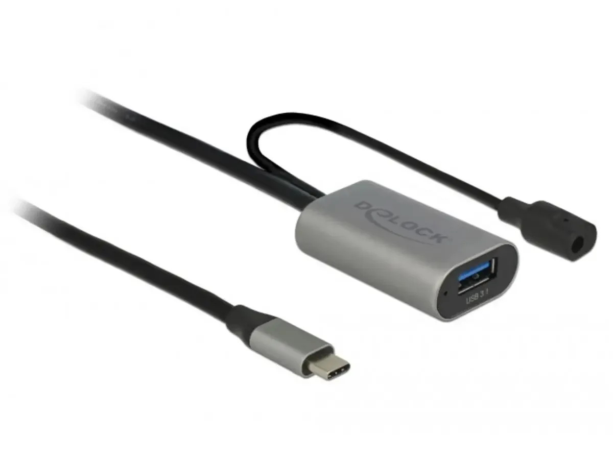 USB-Kabel USB-A Stecker, USB-C® Stecker 5.00 m Schwarz, Grau 85391 från Delock – produktbild