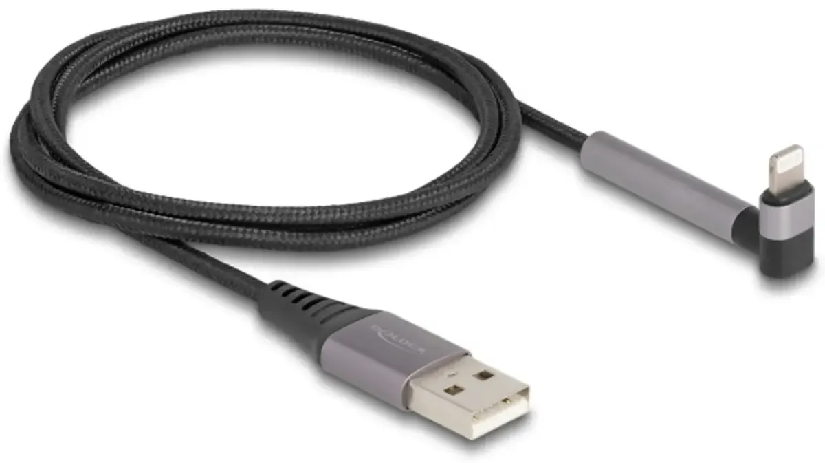 USB-Ladekabel USB 2.0 Apple Lightning Stecker, USB-A Stecker 1.50 m Schwarz, Grau 85404 fra Delock – produktbillede