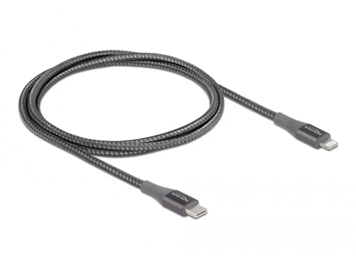 USB-Ladekabel USB 2.0 Apple Lightning Stecker, USB-A Stecker 1.00 m Grau 86631 fra Delock – produktbillede