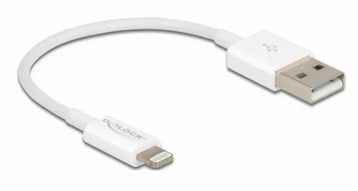 USB-Ladekabel USB 2.0 USB-A Stecker, Apple Lightning Stecker 0.15 m Weiß 83001 från Delock – produktbild