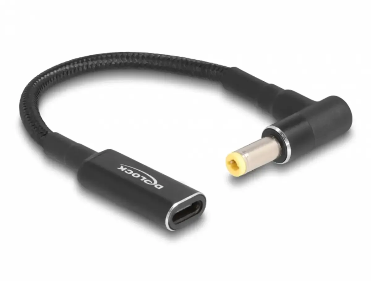 USB-Ladekabel USB-C® Buchse, DC Stecker 2,5 mm 0.15 m Schwarz 60040 von Delock – Produktfoto