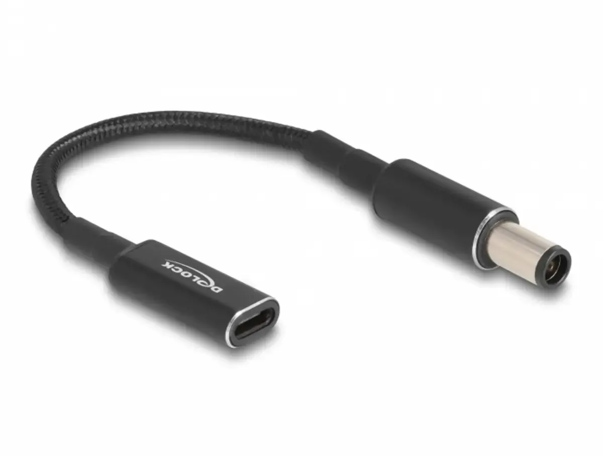 USB-Ladekabel USB-C® Buchse, DC Stecker 5,0 mm 0.15 m Schwarz 60032 fra Delock – produktbillede