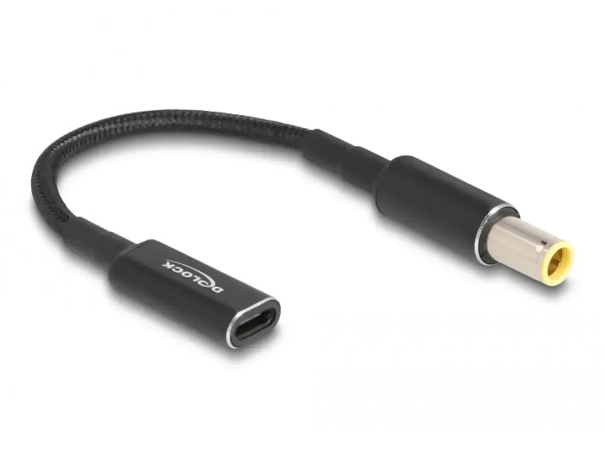 USB-oplaadkabel USB-C-bus, DC-stekker 5,5 mm 0.15 m zwart met USB 60041 van Delock – productfoto