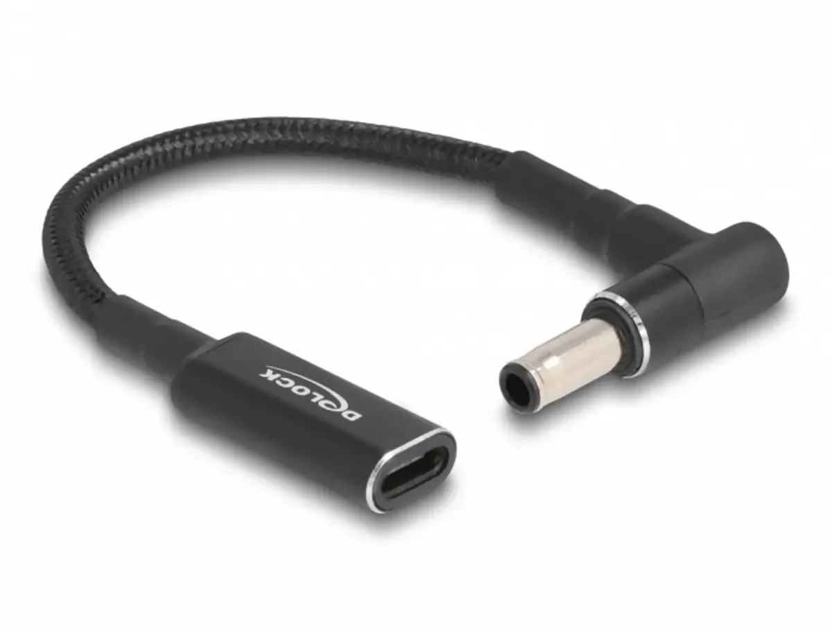 USB-Ladekabel USB-C® Buchse, DC Stecker 5,5 mm 0.15 m Schwarz 60042 från Delock – produktbild