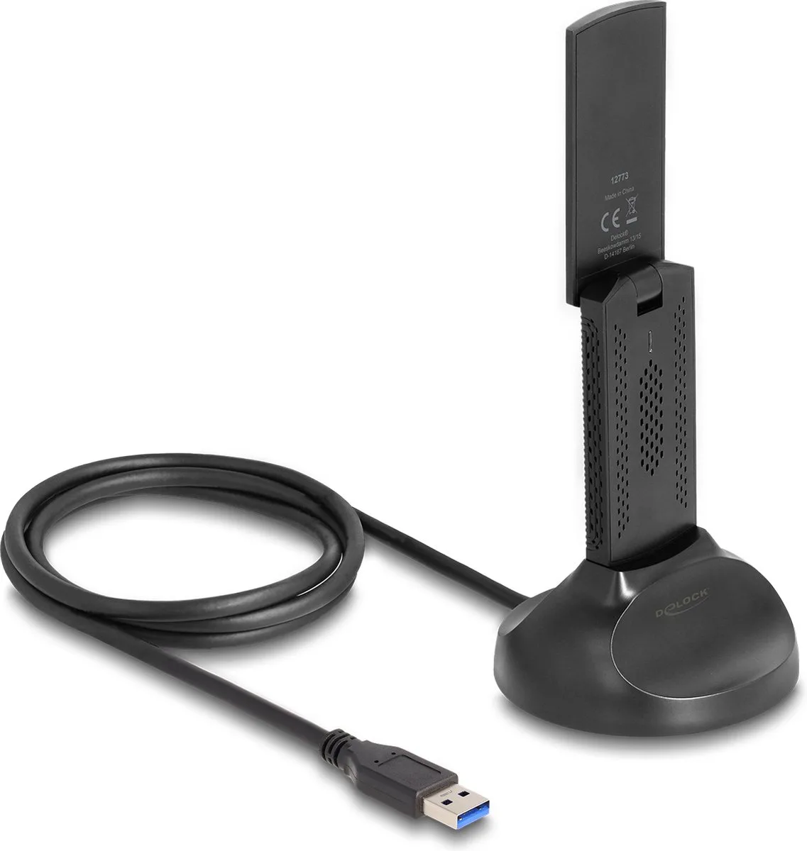 Wi-Fi 6E Dual Band WLAN USB Adapter AX3000 (2 x 1201 + 574 Mbps) fra Delock i Sort – produktbillede