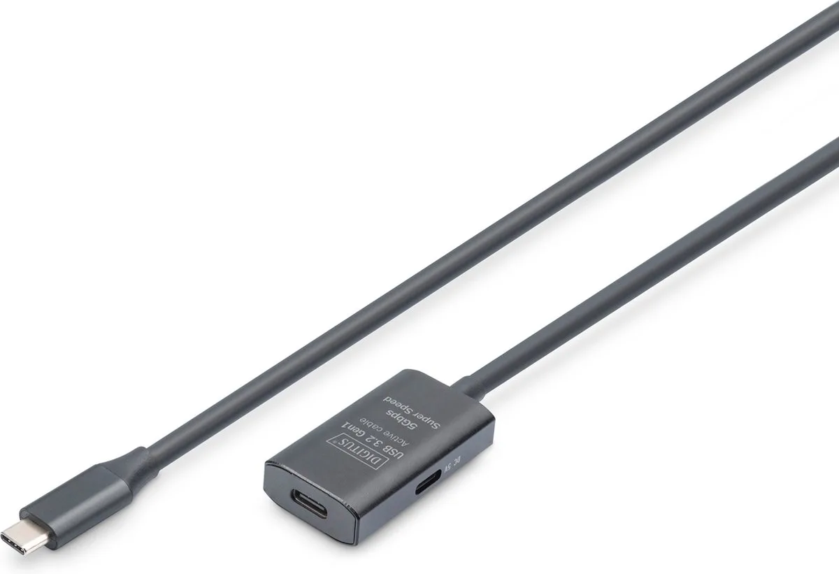 DA-73108 USB-C-kabel USB 3.2 Gen1, USB 3.2 Gen1, USB 3.0 USB-C, USB-C bus, USB-C stekker 5.00 m Actief me von Digitus in Schwarz – Produktfoto