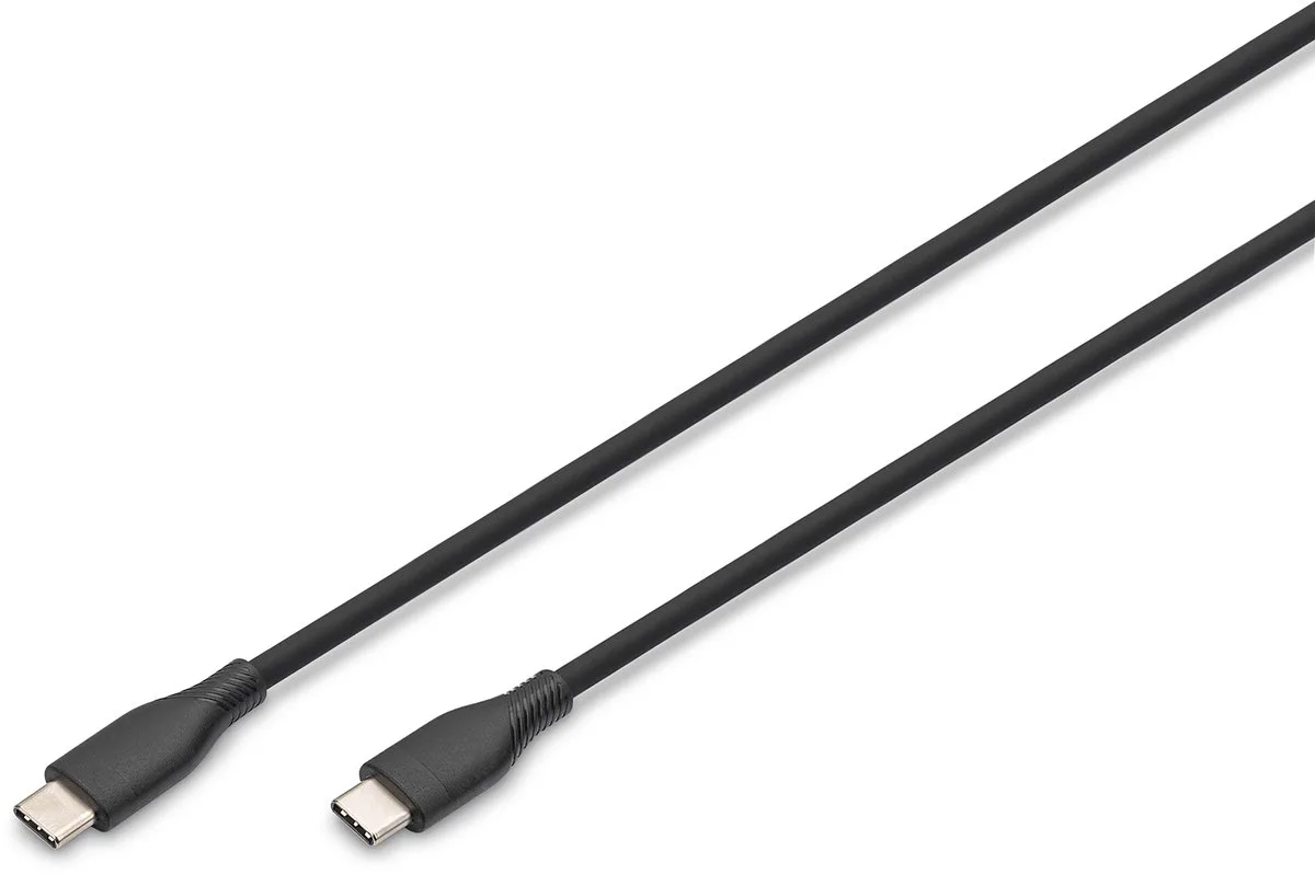 USB C-Kabel USB C 60W Silikon 2M für PC Laptop Smartphone stabil von Digitus in Schwarz – Produktfoto