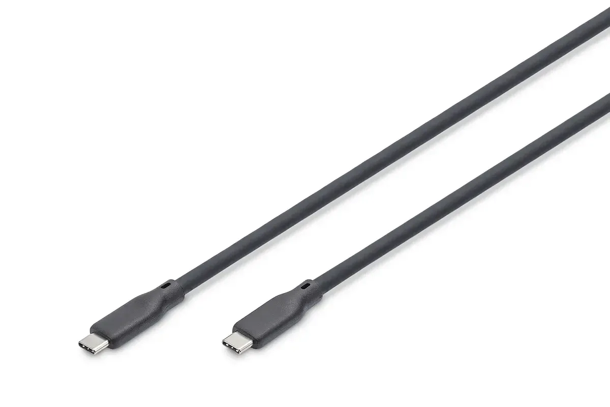 USB-C® Kabel USB4® USB-C®, USB-C® Stecker 0.5 m Schwarz 16K UHD, 10K UHD, 8K UHD, 4K UHD, mit Knickschutztülle, Silikon, Flexibel AK-300350-005-S fra Digitus – produktbillede