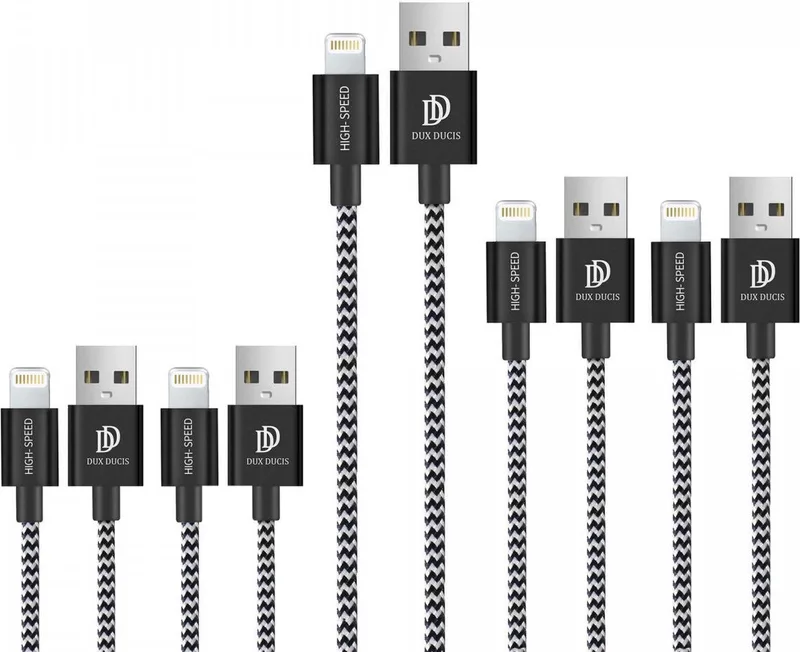 Dux Ducis 2.1A Fast Charge USB-A naar Lightning Kabel Set 5-Pack (2x 1M + 2x 2M + 1x 3M) by Dux Ducis in Black – product photo