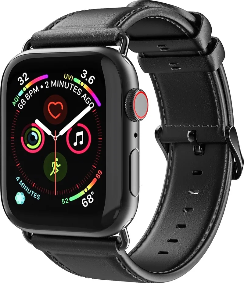 Leren Watch bandje geschikt voor Apple Watch Bandje Gespsluiting | Dux Ducis Business - 49/46/45/44 mm von Dux Ducis in Schwarz – Produktfoto