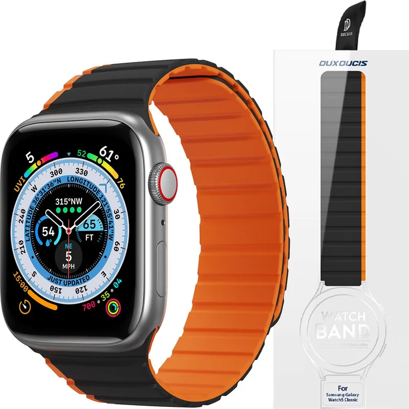 Magnetische - Apple - Watch SE, 8, 7, 6, 5, 4, 3, 2, - 1 - (41, - 40, - 38 - mm) - Dux - Ducis-band - (LD-versie) - en - oranje von Dux Ducis in Schwarz – Produktfoto