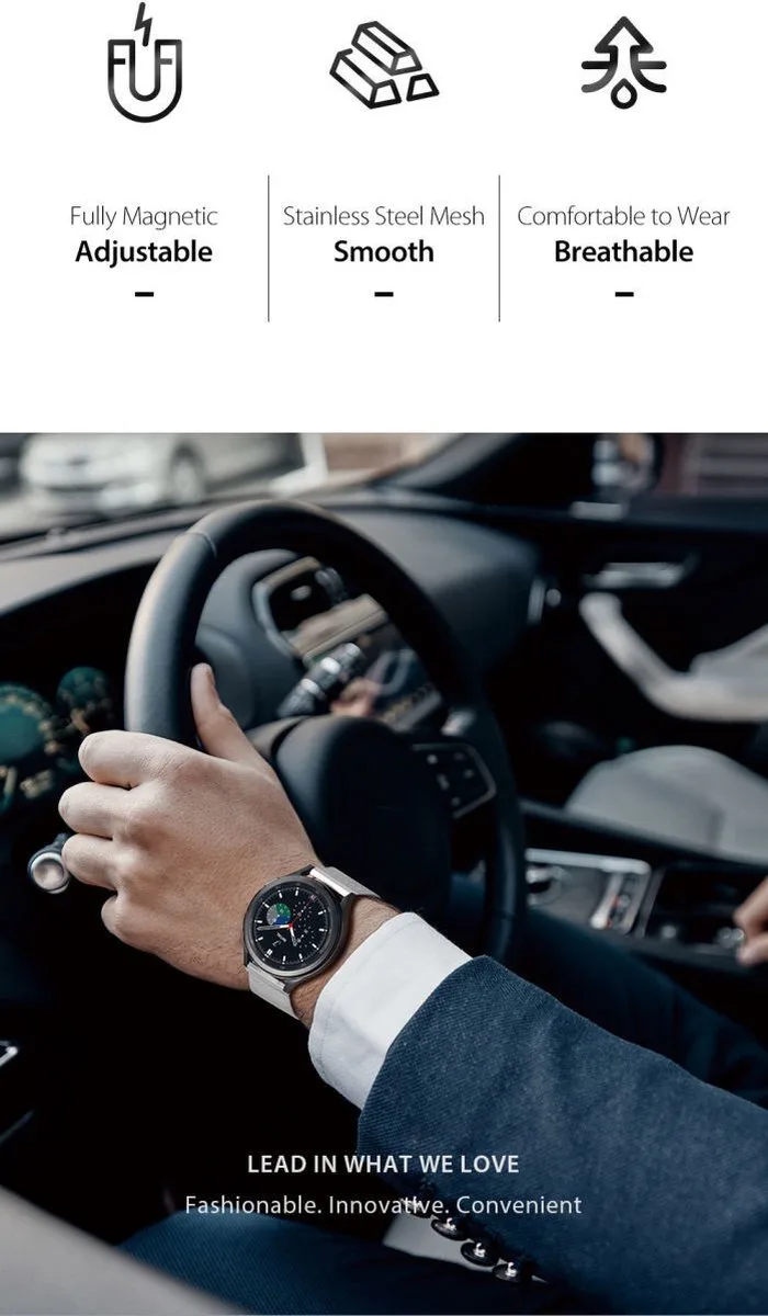Milanese Staal - Universeel Smartwatch Bandje 20MM von Dux Ducis in Grau – Produktfoto