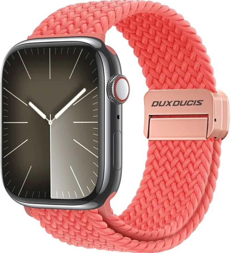 Nylon Watch bandje geschikt voor Apple Watch Bandje Magneetsluiting | Dux Ducis Mixture Pro - 49/46/45/44 mm by Dux Ducis in Red – product photo