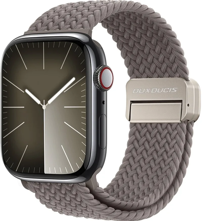 Nylon Watch bandje geschikt voor Apple Watch Bandje Magneetsluiting | Dux Ducis Mixture Pro - 49/46/45/44 mm - Clay by Dux Ducis in Taupe – product photo