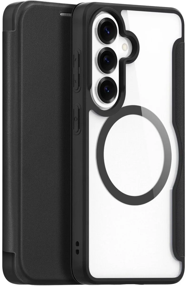 Skin X Pro Hoesje Geschikt voor Samsung Galaxy S26 Plus | Compatibel met MagSafe / Qi2 | Book Case met RFID Pasjeshouder | Beschermhoes | Transparant van Dux Ducis in Zwart – productfoto