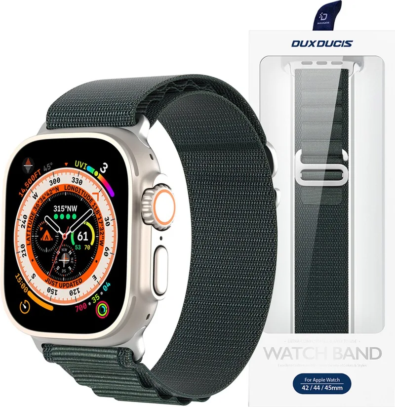 Sportband - met - gesp voor Apple Watch Ultra / 8 / 7 / 6 / SE / 5 / 4 / 3 / 2 / 1 - (42, - 44, - 45, - 49 - mm) - Dux - Ducis - Strap - GS-versie by Dux Ducis in Green – product photo