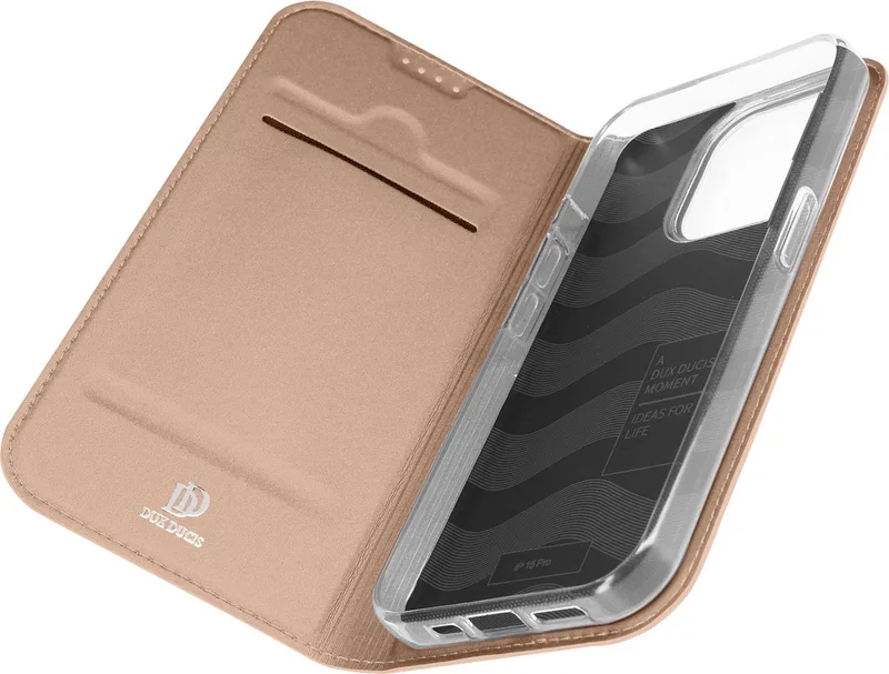 Telefoon Hoesje geschikt voor de iPhone 15 Plus - Skin Pro Book Case de Dux Ducis en Rose Goud – photo produit