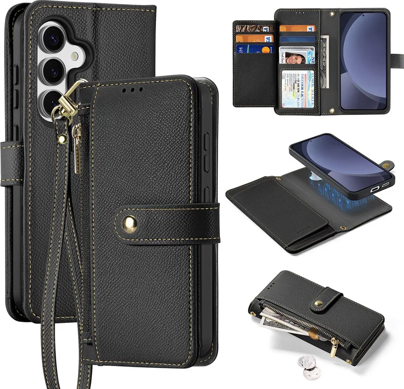 Telefoon Hoesje geschikt voor Samsung Galaxy S25 Plus - Hoesje geschikt voor Magsafe Magneet - 2 in 1 Wallet Book Case - Lawa Series van Dux Ducis in Zwart – productfoto