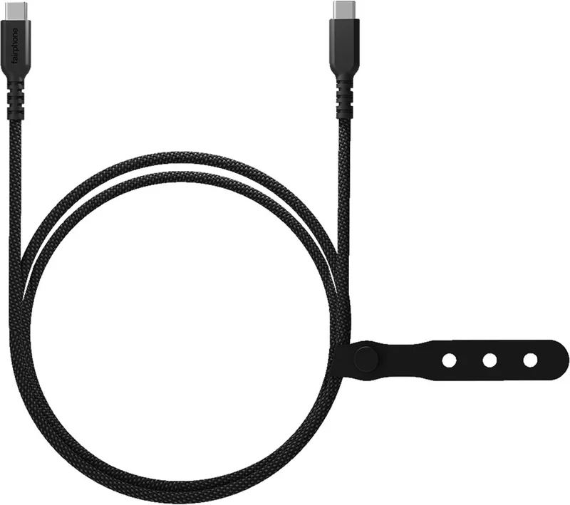 LongLife USB-C naar USB-C/USB-A Oplaadkabel - 240W - 2,5 meter van Fairphone in Zwart – productfoto
