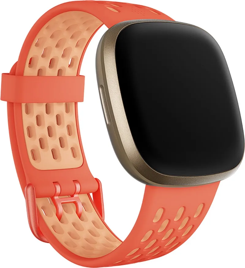 Sportbandje Meloen/Roze - Origineel Large Polsband voor Versa 3 & Sense | Tweekleurig Design by Fitbit in Orange, Pink – product photo