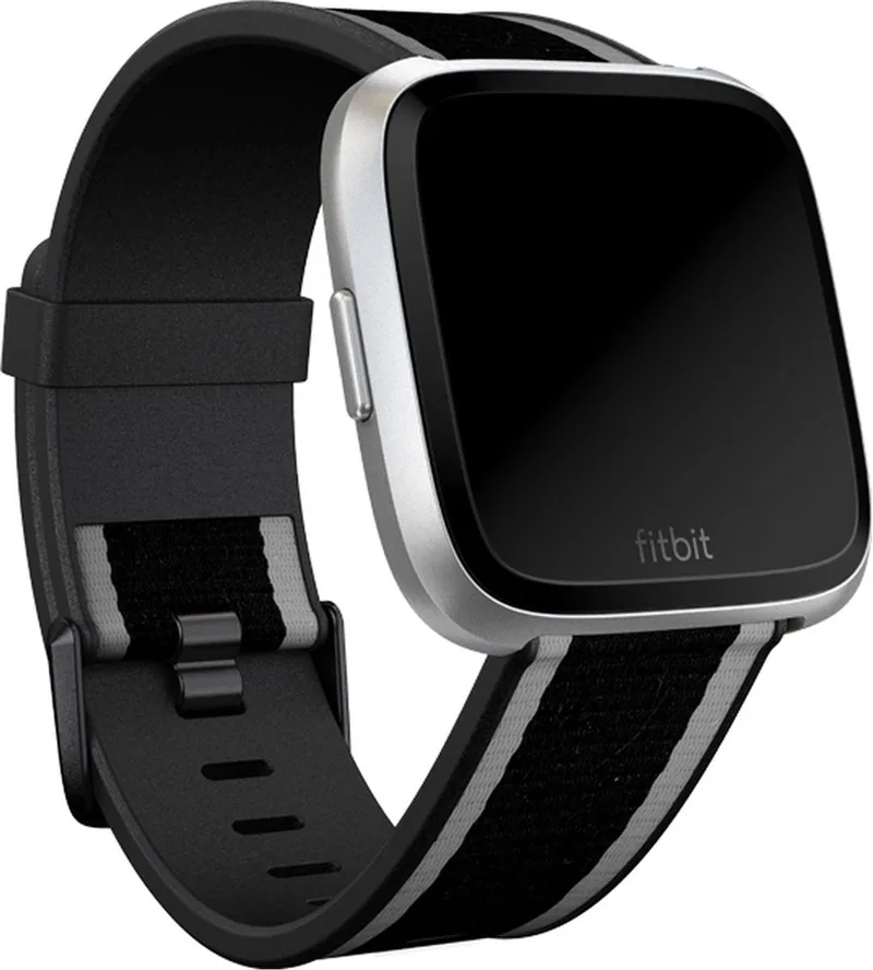 Versa (Lite) geweven bandje - Zwart/Grijs - Small van Fitbit in Zwart – productfoto