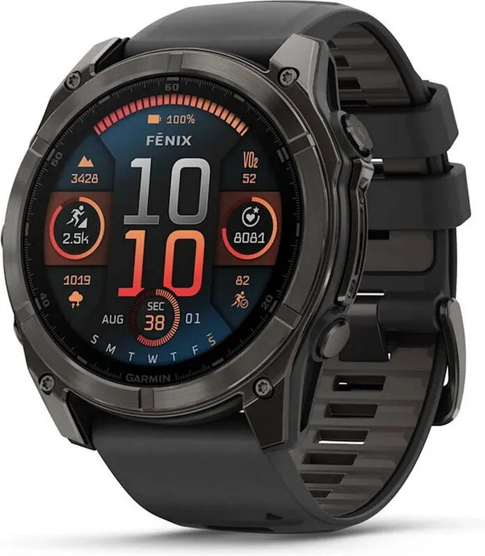fenix 8 - 51 mm Saffier AMOLED Zwart/Grijs TitaniumDLC by Garmin – product photo