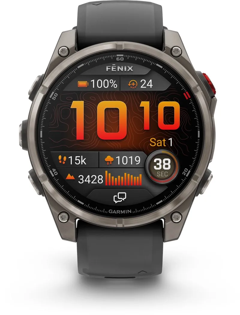 fenix 8 Pro - Smartwatch - 47 mm - AMOLED - Ingebouwde inReach® technologie - LTE connectiviteit - Tot 15 dagen batterijduur - Titanium von Garmin in Titanium, Grau – Produktfoto