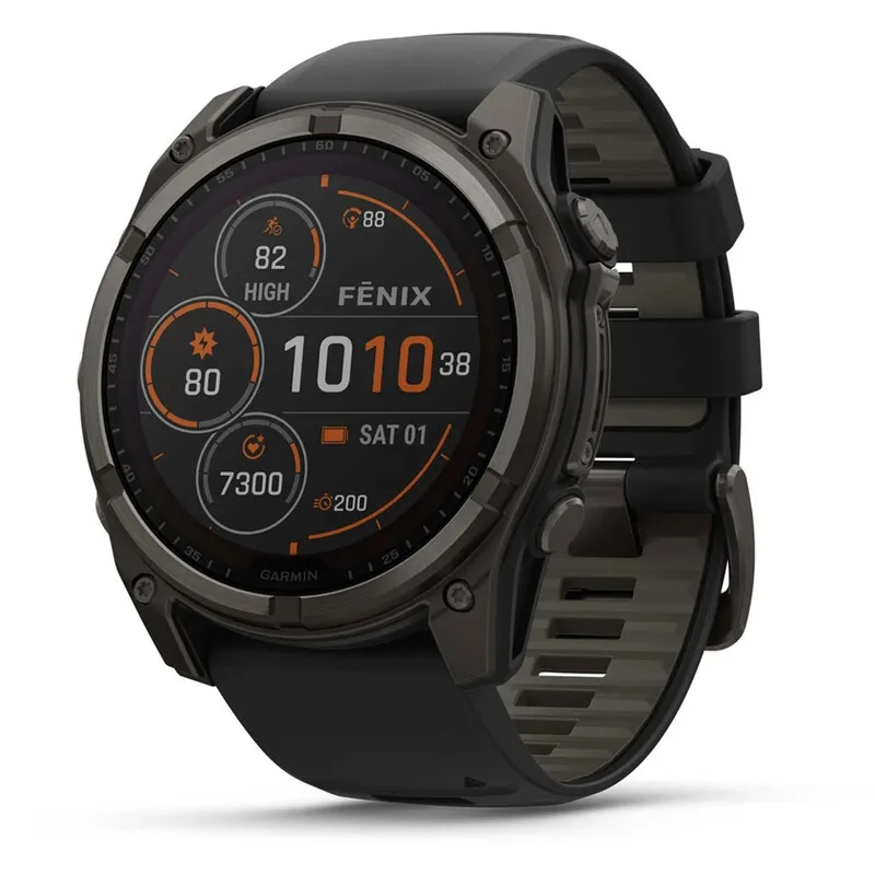 Fenix 8 Solar 51 mm Carbon Titanium behuizing Smartwatch - Zwart siliconen bandje by Garmin – product photo