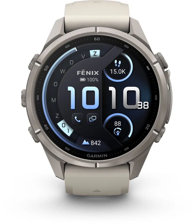 fēnix 9 Pro InReach/LTE - 43 mm - Multisport GPS Smartwatch - 1.3" AMOLED-scherm - Titanium behuizing - Tot 10 dagen batterijduur by Garmin in Grey – product photo